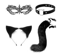 NIDHFG 1 Piece Tail, 1 Piece Headband, 1 Piece Collar And 1 Piece Eye Mask, Role Play Clothing Accessories, Cat Clothing Accessories, Party Clothing.