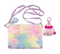 NIDHFG 1 Rainbow Plush Crossbody Bag, 1 Doll Pendant, Cute And Fashionable Casual Bag For Girls, Adjustable Shoulder Straps, Suitable For One-Shoulder Carrying.