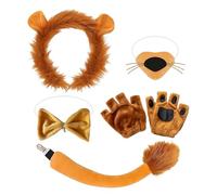 NIDHFG 1 Set Of Lion Costume Set, Headband Tail Bow-End Tail Gloves, Cute Stuffed Animals, Cosplay Props, Party Decoration.