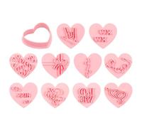 NIDHFG 10 Pieces Of Heart-Shaped Cookie Stamp, 3D Plastic, Creative Personality, Kitchen Baking Tools, Valentine'S Day Cookie Press Props.