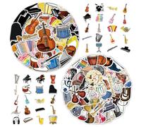 NIDHFG 100 Musical Instrument Series Stickers, Self-Adhesive Stickers, Personalized Cartoons, Creative Scrapbook Stickers, Diy Car Skateboard Decoration.