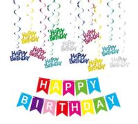NIDHFG 12 Pieces Of Spiral Ornaments And 1 Piece Of Birthday Banner, Party Scene Arrangement, Shiny Ornaments, Creative Ornaments.