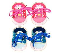 NIDHFG 2 Pairs Of Shoelace Buckle Practice Boards To Help Learn Knotting Skills, Intuitive And Easy To Use, Improve Hand-Eye Coordination, Suitable For Home Practice (Blue, Pink).