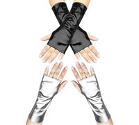 NIDHFG 2 Pairs Of Women'S Gloves, Pu Leather Gloves, Long Finger-Hiding Gloves, Retro Gloves, Punk Gloves, Prom Accessories.