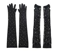 NIDHFG 2 Pairs Of Women'S Long Gloves, Rhinestone Decorative Gloves, Mesh Gloves, Ele Gloves, Bridal Gloves.
