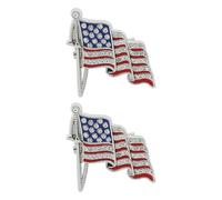 NIDHFG 2 Pieces American Flag Brooch, Creative Metal Rhinestone Collar Pin, Classic Fashion, Universal for Men and Women, American Party Clothing Accessories.