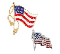NIDHFG 2 Pieces American Flag Brooch, Personality Trend, Classic Creativity, Metal Rhinestone Corsage, Universal for Men and Women, Party Clothing Accessories.