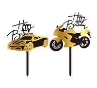 NIDHFG 2 Pieces Car And Motorcycle Placards, Creative Cake Decorations, Birthday Party Supplies, Cake Accessories.