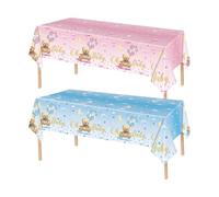 NIDHFG 2 Pieces Cartoon Bear Pattern Tablecloth, Party Tablecloth, Baby Party Decorations, Plastic Waterproof Tablecloth.