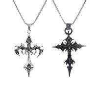 NIDHFG 2 Pieces Cross Necklace, Retro Personality Necklace, Gothic Necklace, Clothing Accessories, Punk Style Jewelry.