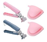 NIDHFG 2 Pieces Of Bowl Picking Clips And 1 Pair Of Silicone Gloves, Anti-Scalding Clips, Anti-Slip Clips, Creative Kitchen Tools, Dining Tray Clips.