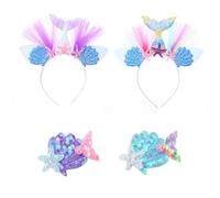 NIDHFG 2 Pieces Of Colorful Mermaid Headbands, 2 Pieces Of Sequin Shell Hairpins, Role-Playing Props, Creative Girls Hair Accessories, Party Hairstyle Accessories.