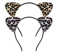 NIDHFG 2 Pieces Of Leopard Ear Headband, Creative And Fashionable Children'S Cat Ear Headband, Cute Animal Ear Accessories, Fun Clothing Accessories.
