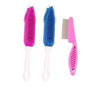 NIDHFG 2 Pieces Of Pet Bath Brush And 1 Piece Of Pet Comb, Pet Hair Care Tools, Pet Supplies, Pet Hair Removal Brush.