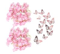NIDHFG 2 Pieces Of Simulated Flower Rattan And 12 Pieces Of 3D Butterfly Wall Stickers, Wedding Decoration, Home Decoration, Creative Decoration.