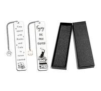 NIDHFG 2 Pieces Of Stainless Steel Cat Bookmarks, 1 Gift Box, Cat Claw Pendant Bookmarks, Reading Aids, Creative Inspirational Pet Gifts, Student Graduation Gifts.