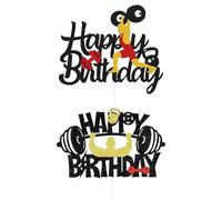 NIDHFG 2 Pieces Of Weightlifting Element Cake Card Insert, Bodybuilding Themed Party Supplies, Creative Cake Decorations, Cake Accessories.
