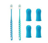 NIDHFG 2 Pieces Pet Toothbrushes And 4 Pieces Finger Cover Toothbrushes, Dental Care Supplies, Tooth Cleaning Tools, Pet Supplies.