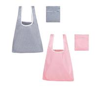 NIDHFG 2 Pieces Striped Handbag, Large Capacity Storage, Convenient Shopping And Foldable, Fashionable And Beautiful, Reusable, Multi-Function Storage Bag.