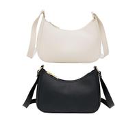 NIDHFG 2 Pieces Women's Shoulder Bags, Simple & Versatile, Fashionable Satchel, Large-Capacity, PU Leather, Black & White, 20*11*6cm