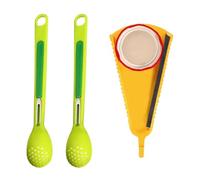 NIDHFG 2 Sets Of Canned Colander And 1 Lid Opener, Two-In-One Fork And Spoon, Canned Food Feeder, Suitable For Olives, Onions, Canned Fruits (Green).