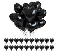 NIDHFG 20 Pieces Of Black Love Balloons, Fashionable And Personalized Balloons, Simple Balloons, Party Decorative Balloons, Heart-Shaped Aluminum Film Balloons.