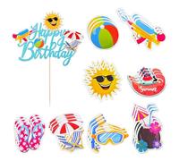 NIDHFG 25 Pieces Beach Themed Cake Plugin, Birthday Cake Decorations, Creative Cake Decorations, Fun Cake Decorations.