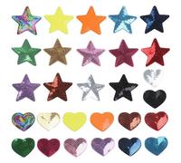 NIDHFG 28 Pieces Of Ironing Patches, Sequin Heart-Shaped Star Cloth Patches, Creative Children'S Sewing And Weaving Cloth, Diy Craft Clothing Bag Patch Decoration.