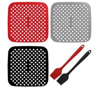 NIDHFG 3 Pieces Air Fryer Silicone Pads, 2 Pieces Silicone Oil Brushes, Soft And Heat-Resistant, Reusable Pads, Diy Baking Tools.