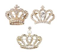 NIDHFG 3 Pieces Crown Brooch, Rhinestone Brooch, Apparel Accessories, Ele Brooch, Shiny Brooch, Ladies Brooch.