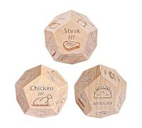 NIDHFG 3 Pieces Of 12-Sided Food Dice, Creative Wooden Decision Dice, Rest Puzzle, Reusable, Fun Little Gift.