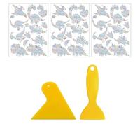 NIDHFG 3 Pieces Of Dinosaur Prism Colorful Window Stickers, 2 Pieces Of Plastic Scraper, Sun Catcher, Bird Anti-Collision Protection Accessories, Electrostatic Glass Stickers.