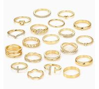 NIDHFG 35 Pieces of Rings, Cross Love Spiral Elements, Bohemian Accessories, Multi-Layer Joint Rings, S.