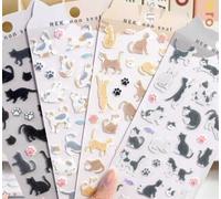 NIDHFG 4 Cat Felt Stickers And 50 Graffiti Stickers, Soft Self-Adhesive Reward Stickers, Computer Photo Album Decoration Stickers, Hand Account Collage Material Accessories.