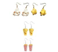 NIDHFG 4 Pairs of Earrings and 4 Pieces of Popcorn Pendants, Popcorn Shape, Creative Personality, Shopping Photo Earrings, Light to Wear, Holiday Commemorative Gifts.