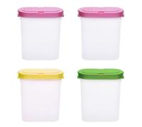NIDHFG 4 Pieces Double Open Lid Plastic Box, Creative Multi-Function Storage Box, Dust-Proof Seal, Reusable, Spice Storage Container, 250Ml.