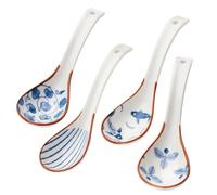 NIDHFG 4 Pieces Of Retro Soup Spoon, Ceramic Spoon, Ramen Spoon, Durable Tableware, Kitchen Supplies.