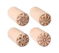 NIDHFG 4 Pieces Of Wooden Seal, Engraved Seal, Creative Seal, Multi-Function Seal, Suitable For Clay, Dough, And Paper.