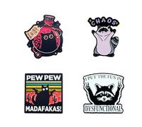 NIDHFG 4 Small Animal Badges, Cute Black Cat Raccoon Shape, Hat And Shirt Neckline Embellished With Accessories, Suitable For Enhancing The Exquisite Sense Of Shape.