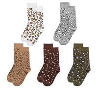 NIDHFG 5 Pairs Of Leopard Print Mid-Tube Socks, Fashionable And Personalized Women'S Socks, Soft And Comfortable, Warm And Breathable