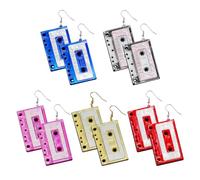 NIDHFG 5 Pairs of Tape-Shaped Earrings, Fun Earrings, Retro Earrings, Acrylic Earrings, Creative Design Earrings, Party Clothing Accessories.