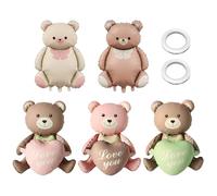 NIDHFG 5 Pieces Cartoon Bear Balloons And 2 Rolls Of Ribbons, Cute Balloons, Funny Aluminum Film Balloons, Party Scene Arrangement, Party Supplies.