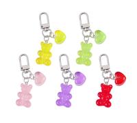 NIDHFG 5 Pieces Of Resin Keychain, Creative Heart-Shaped Bear Pendant Decoration, Cute Bag Hanging Decoration, Multi-Function Car Key Accessories.