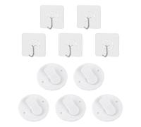 NIDHFG 5 Pieces Of Self-Adhesive Shower Curtain Clips And 5 Pieces Of Waterproof Hooks, Shower Curtain Fixing Clips, Windproof Shower Curtain Clips, Bathroom Supplies.