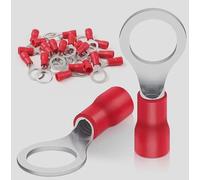 NIDHFG 50 Pieces Of M8 Ring Terminal Blocks, Suitable For 0.5-1.5Mm2, Stable Conductivity And Not Easy To Loose, Suitable For Wire Connection And Equipment Maintenance (Red).