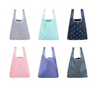 NIDHFG 6 Pieces Of Striped Shopping Bag, Stylish And Ele, Foldable, Reusable Large Capacity Storage, Outdoor Convenience, Multi-Function Storage Bag.