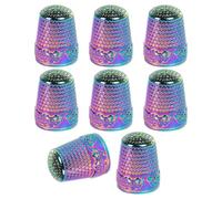 NIDHFG 8 Pieces Of Colored Metal Thimble, Cross Stitch Finger Protector, Diy Craft Sewing Tool, Creative Retro Knitting Fingertip Cover.