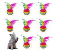 NIDHFG 8 Pieces Of Colorful Chicken Feather Balls, Creative Cat Elastic Balls, Interactive Training Props, Cat Indoor Toys, And Pet Supplies.