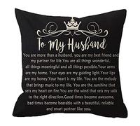 Birthday Gift to Husband with Inspirational Words Body Black Cotton Burlap Linen Pillowcase Pillow Sham Cushion Cover Sofa Decorative Square 18x18 Inches
