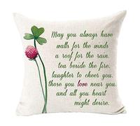 NIDITW Happy St Patricks Day Irish Blessings May You Always Have Walls for The Winds Cotton Burlap Decorative Square Throw Pillow Case Cushion Cover for Couch Living Room 18 inches (White)